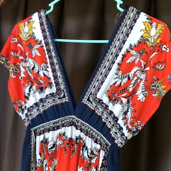 Boho V Neck Printed Casual Dress - Picture 6 of 7